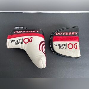 Set of 2 Odyssey White Hot OG Mallet Putter Headcovers - White/Red/Black